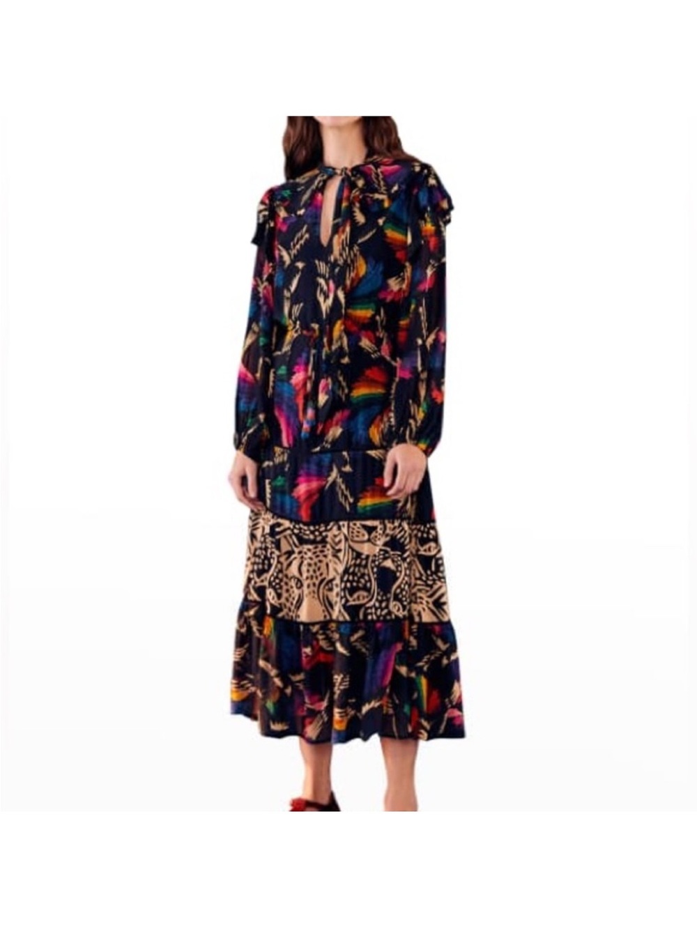 FARM Rio Multicolor Macaws Flight Printed Maxi Dress